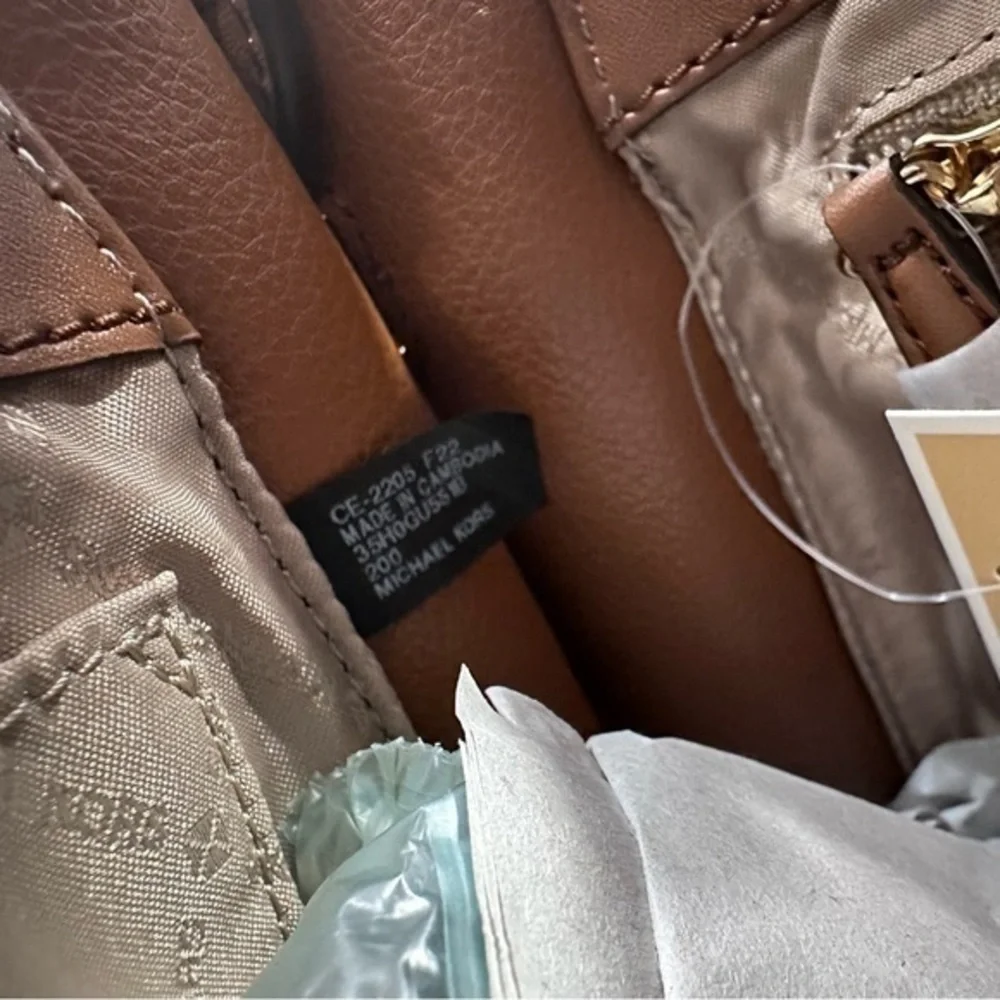Michael Kors Emilia Small Logo Printed Canvas Satchel Bag in Brown